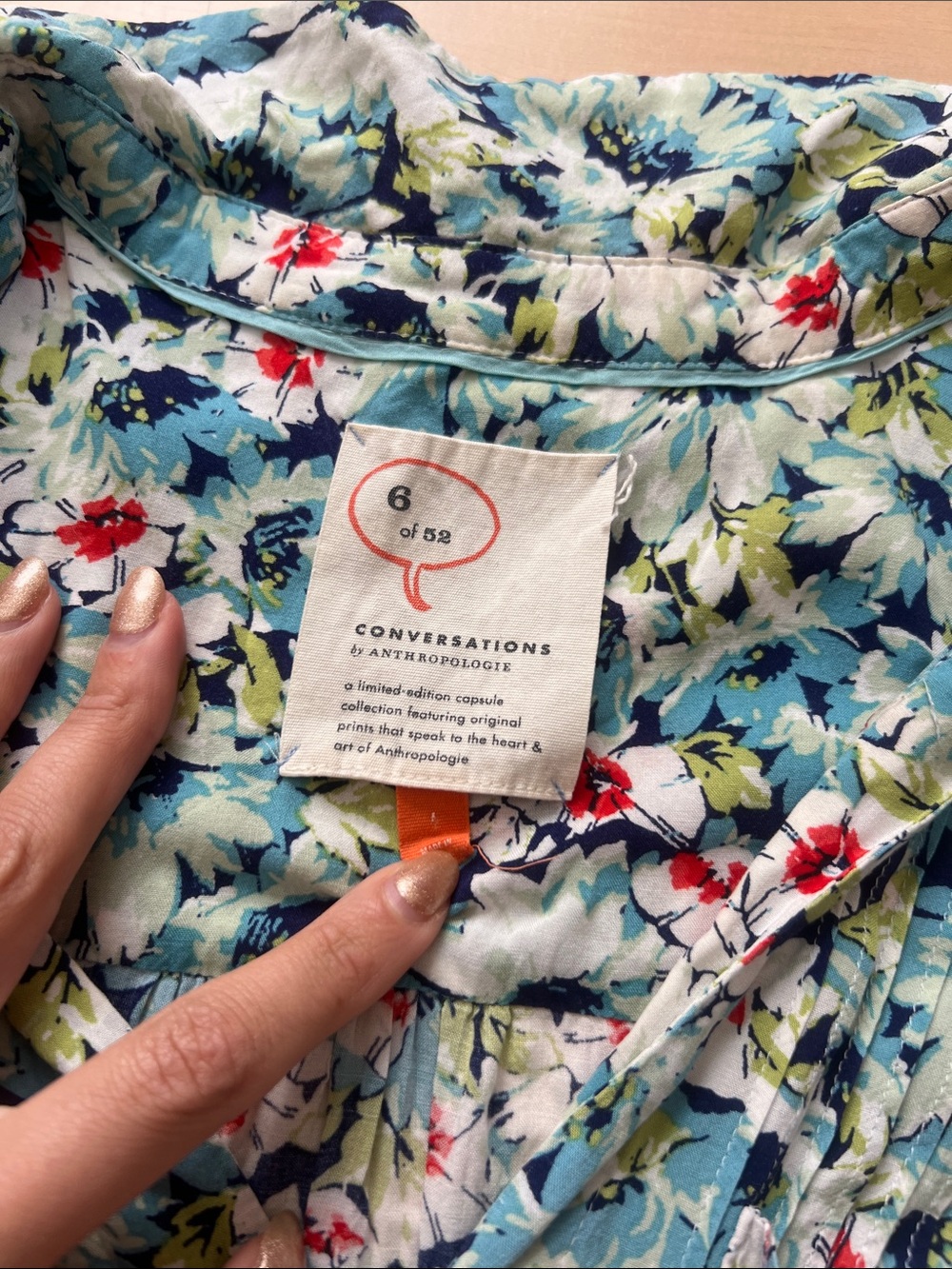 Anthropology Floral Sleeveless V-Neck Blouse - Red, Blue, White - Picture 3 of 5